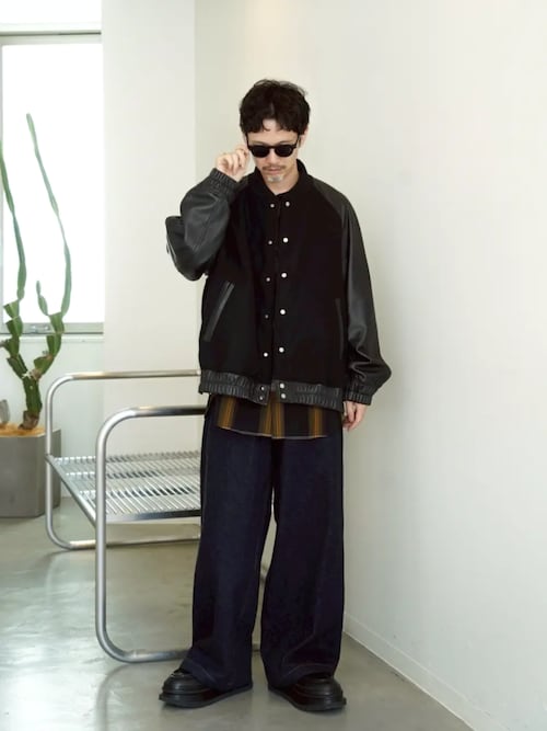 UNISEX》Sheep Leather Melton Combination Stadium Jacket/シープ