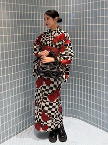 jouetieオリジナル】ローズチェッカーセパレート浴衣セット