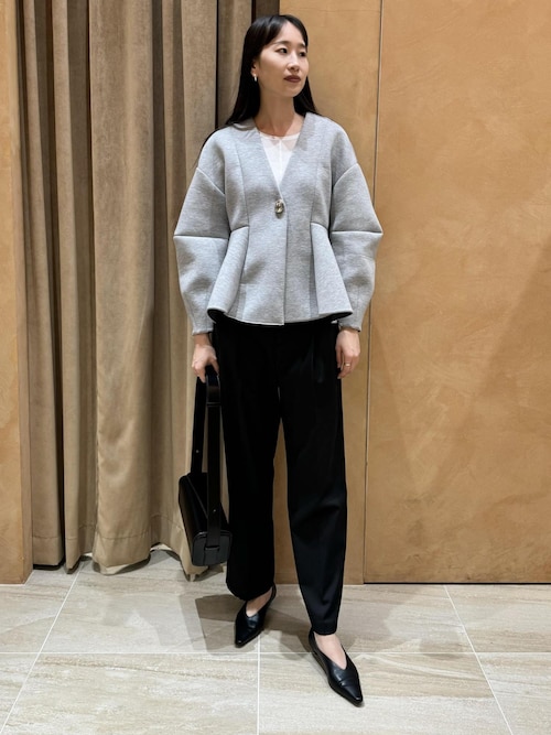 洗える】エッグブローチ付きペプラムカーディガン（カーディガン