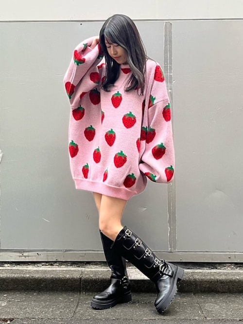 セール】フード総柄ニット(おにぎり・パン・レモン・アボカド