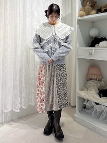 透かし編みフリルニットカーディガン｜メリージェニー（merry jenny