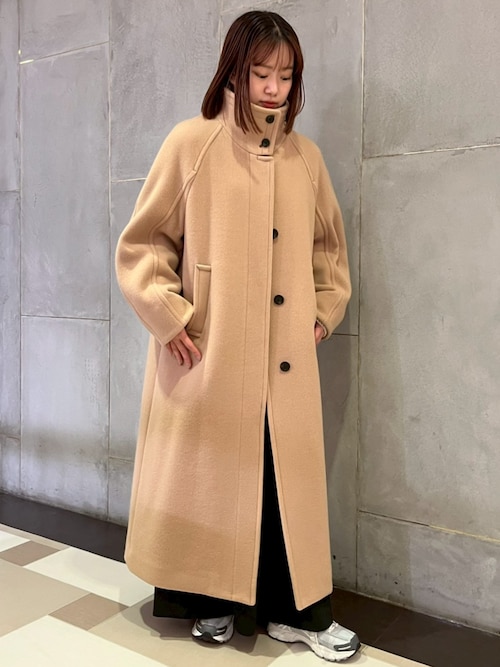 残りわずか】SUPER140スタンドカラーコート／ツイードスタンドコート