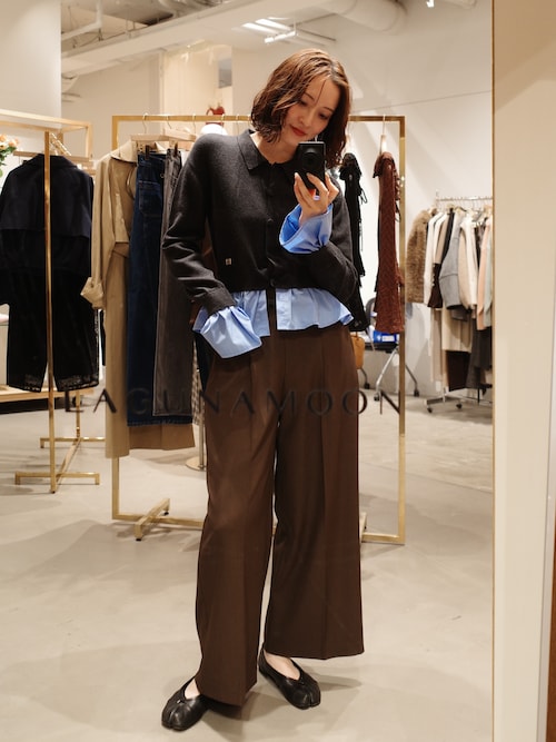 ペプラムドッキングニットカーディガン｜ラグナムーン（LAGUNAMOON