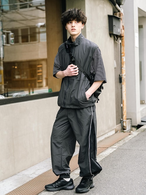 セール】2way ワイドサイドジップ切替ナイロンイージージョガーパンツ