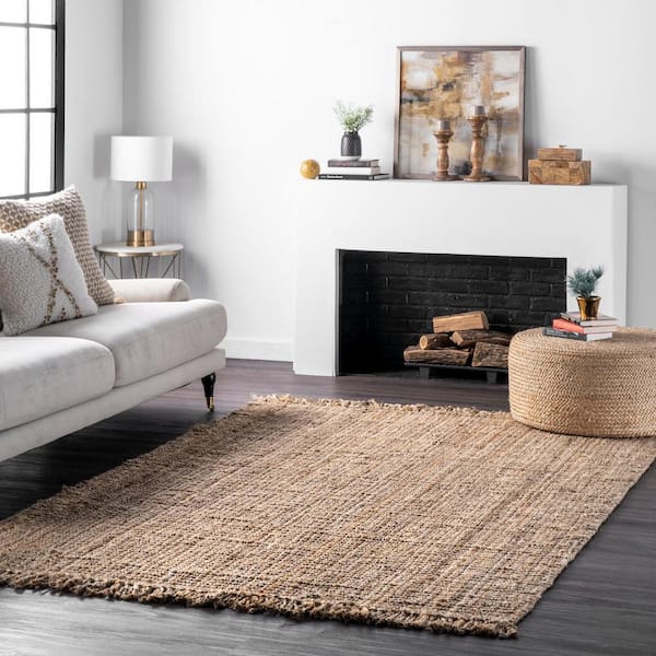 nuLOOM Natura Chunky Loop Jute Tan 6 ft. x 9 ft. Farmhouse Area