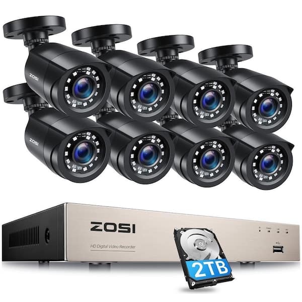 ZOSI 8-Channel 1080p 2TB DVR Security Camera System with 8 Wired