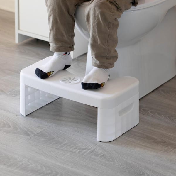 Basicwise Portable Squatting Bathroom Potty Stool, White Poop Foot