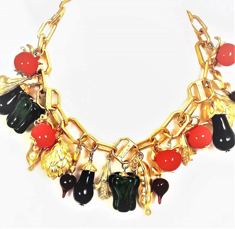 Rare Vintage Karl Lagerfeld Mixed Vegetable Necklace (item #1457128)