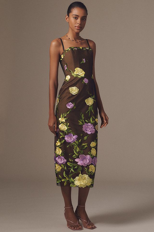 Helsi Gemma Sleeveless 3D Floral Midi Dress | Anthropologie