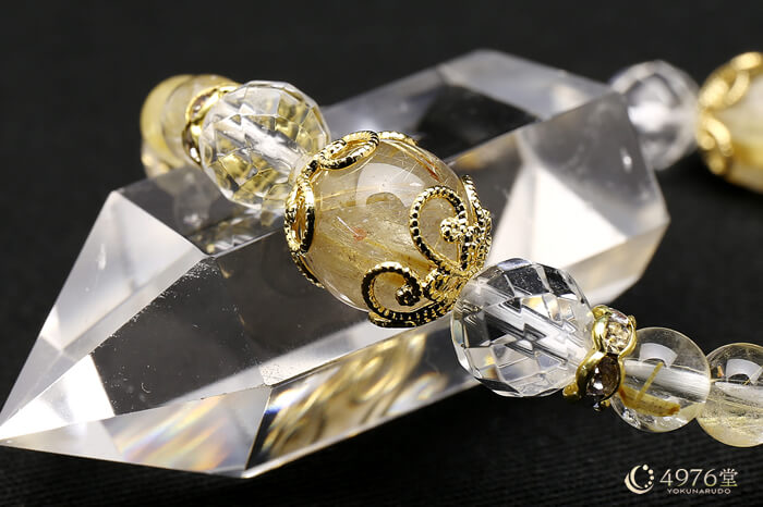 ルチルクォーツ・水晶 ブレスレット キラメタル4ポイント ｜ 天然石