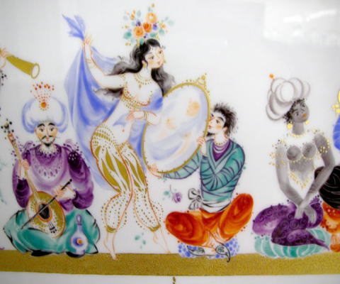 マイセン アラビアンナイト 千夜一夜 美しい72cm大型陶板画