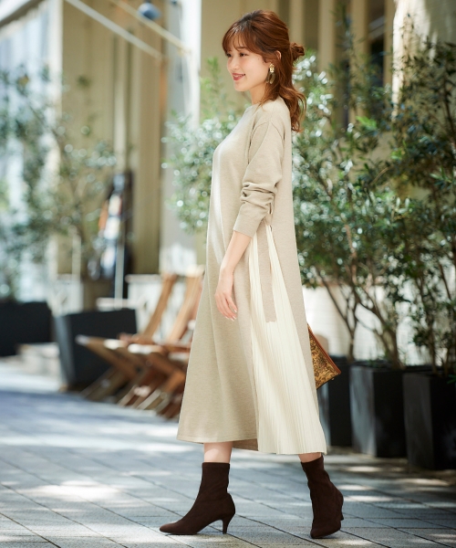 サイドプリーツニットワンピース/le.coeur blanc(ルクールブラン