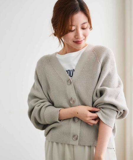 手洗い可能》片畦編みVネックカーディガン/le.coeur blanc(ルクール