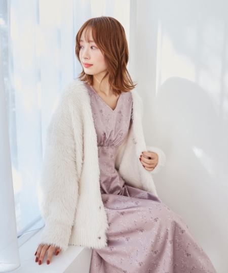 フワフワシャギーミディカーディガン/MAJESTIC LEGON(マジェスティック