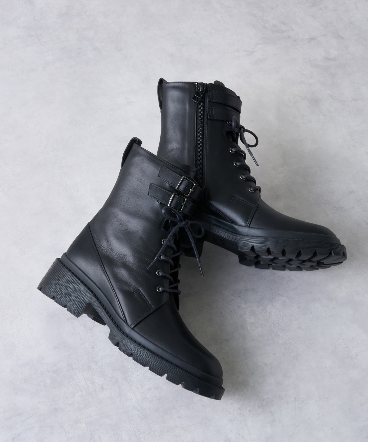 24.0～24.5cm】タンクソールレースアップショートブーツ|LANVIN en