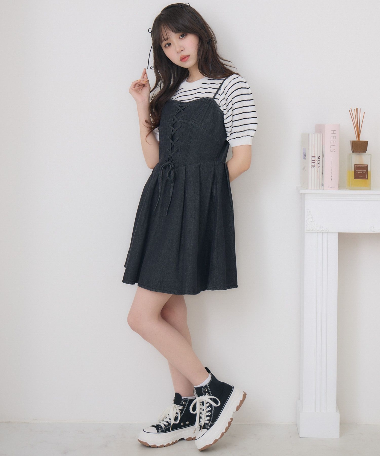 cult tokyo】フード付きレースアップミニワンピース cult tokyo