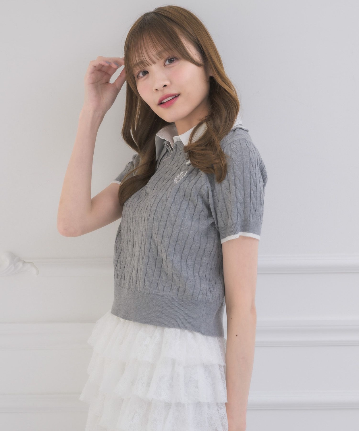 ZIPシャツレイヤード風NT|ems excite | RETRO GIRL ONLINE STORE