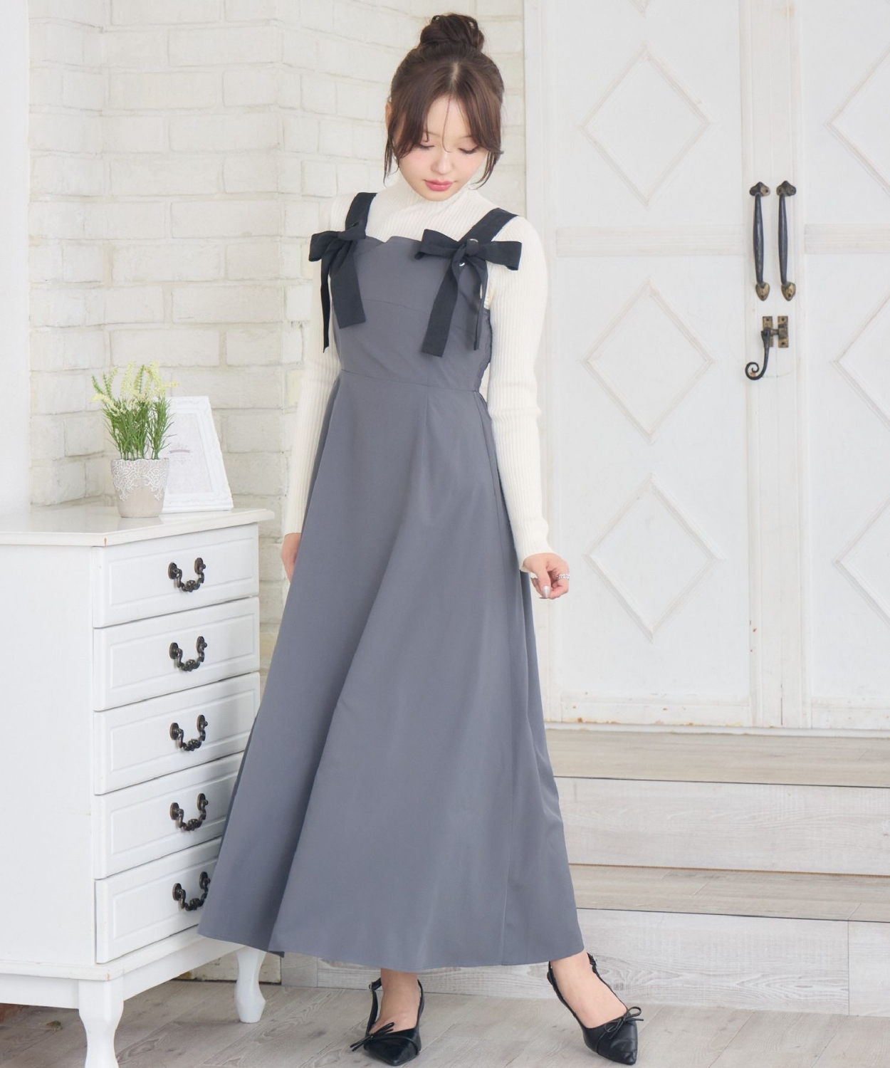 リボンストラップロングOP|ems excite | RETRO GIRL ONLINE STORE