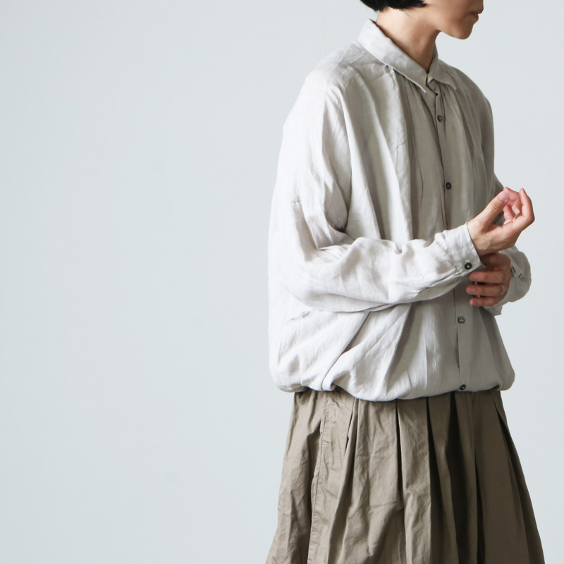 ICHI Antiquites (イチアンティークス) カラーリネンギャザーシャツ