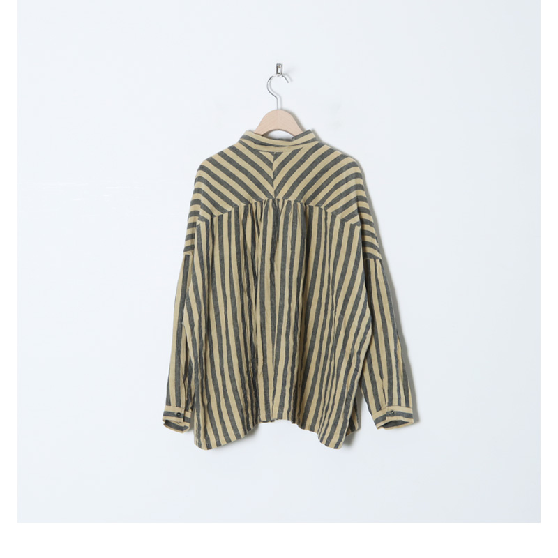 ICHI Antiquites (イチアンティークス) リネンazumadakiストライプシャツ