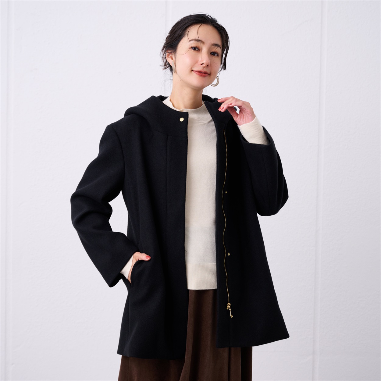 TVC(ティーヴィシー) ウールライクミドルフードコート レディス