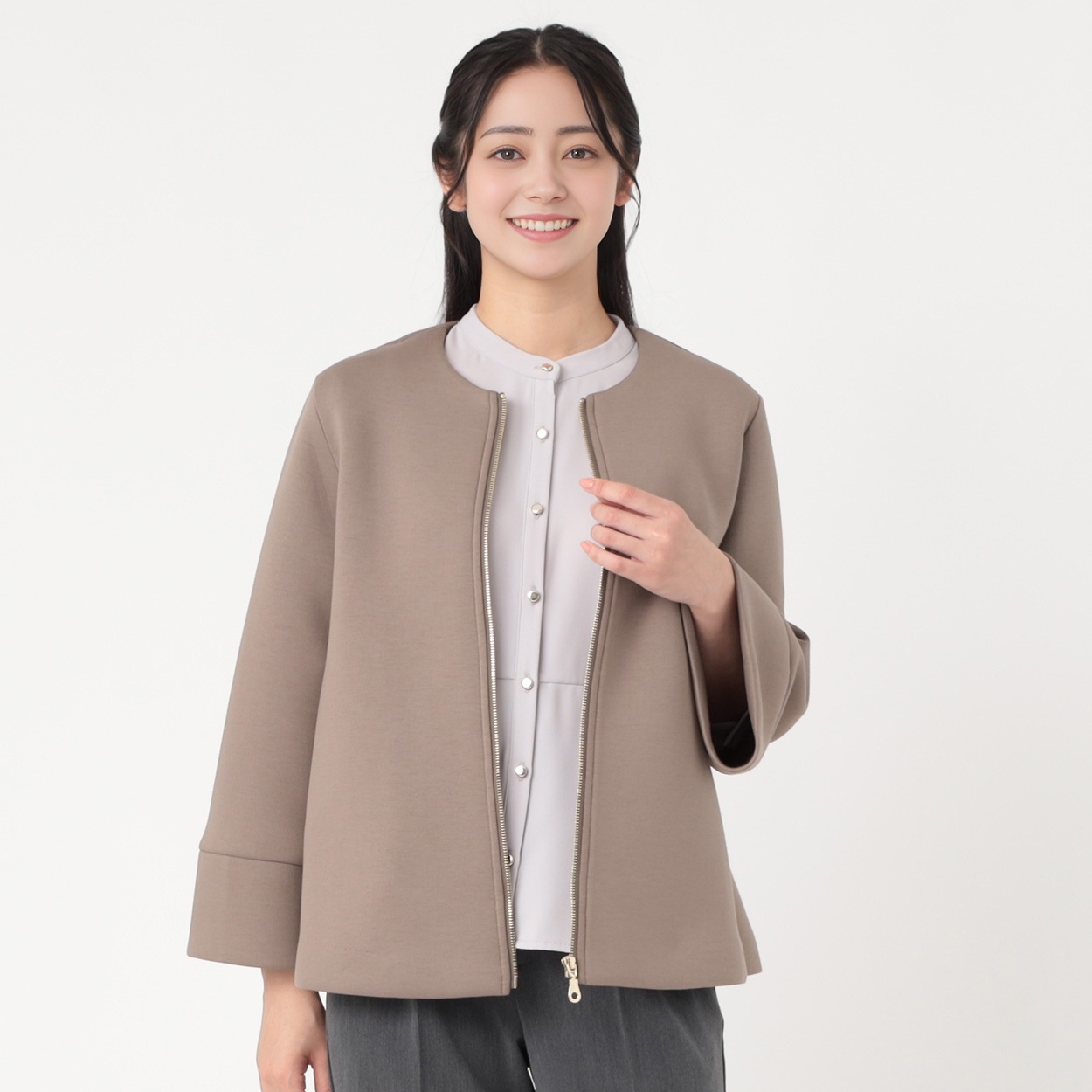 ダンポールニット ノーカラーブルゾン レディス EMMA JAMES(エマ