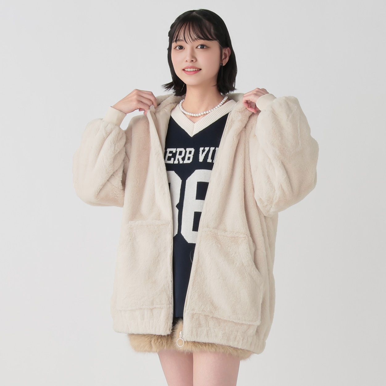 ネコミミ・ウサミミフェイクファーブルゾン レディス Doublefocus