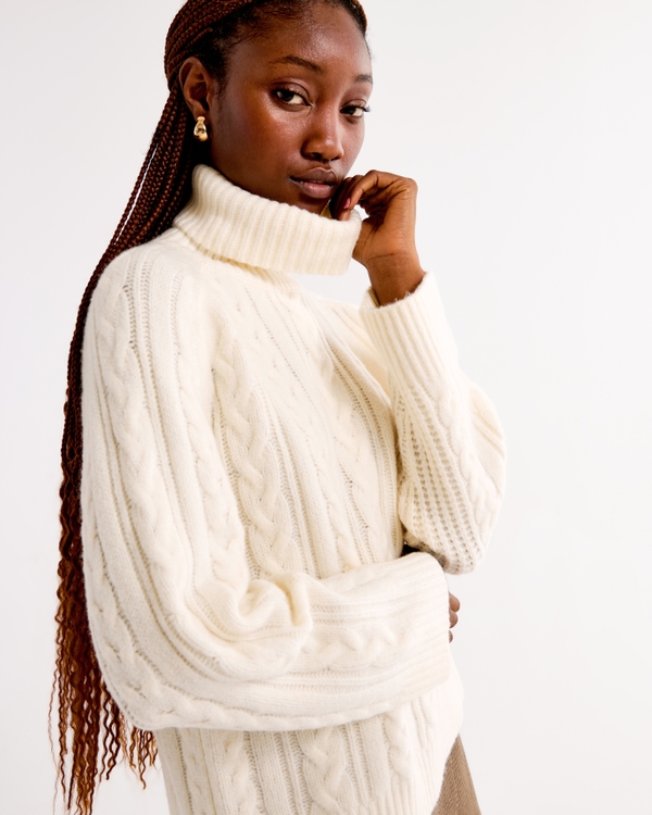 Women's Cable Knit Turtleneck Sweater | Women's Clearance