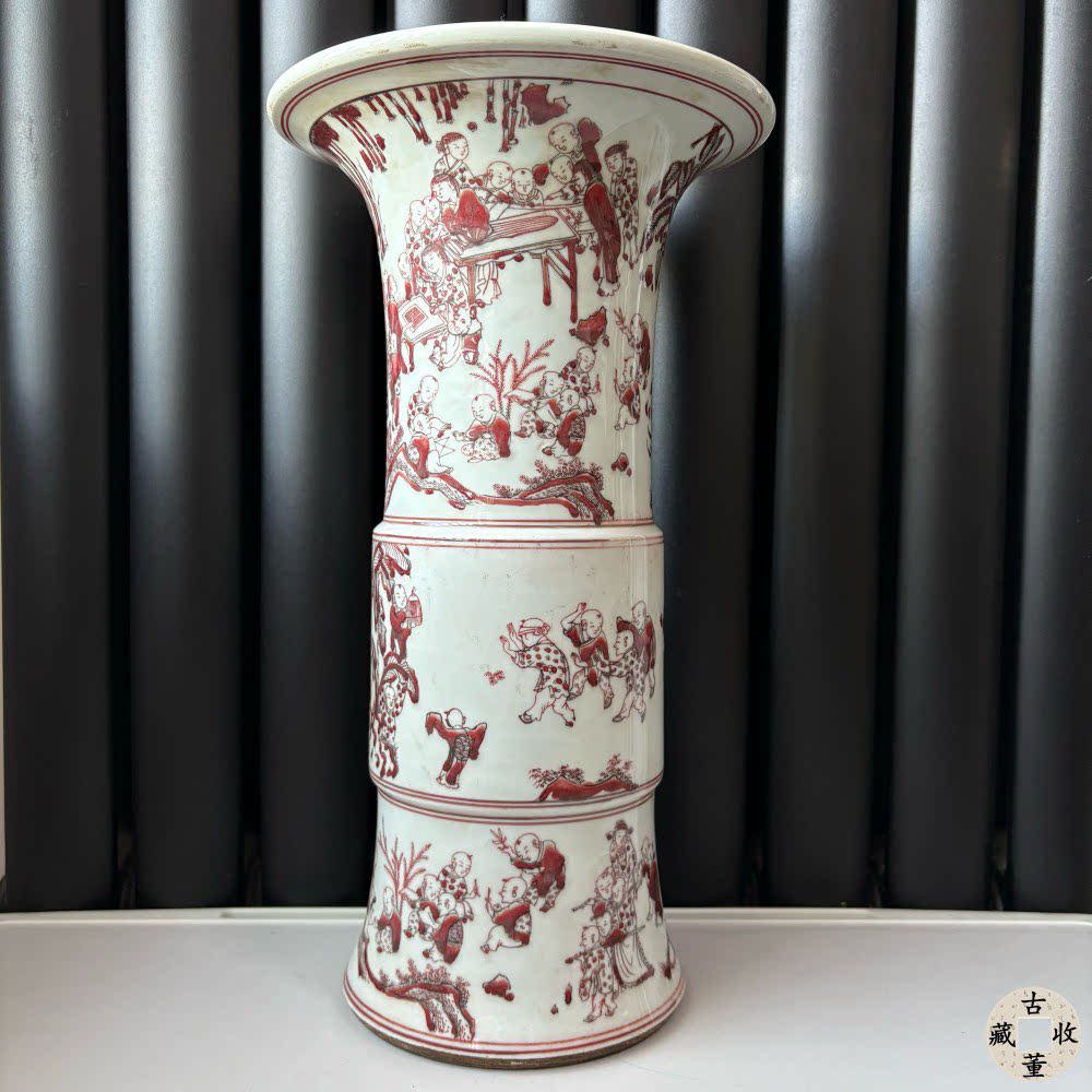 康熙年製紅綠彩龍鳳紋梅瓶古董品時代物 康熙年製