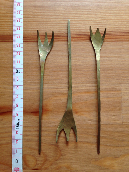 美品】美品 未使用 木全俊吾 フォーク 3点 /木と森 soso 真鍮の落札