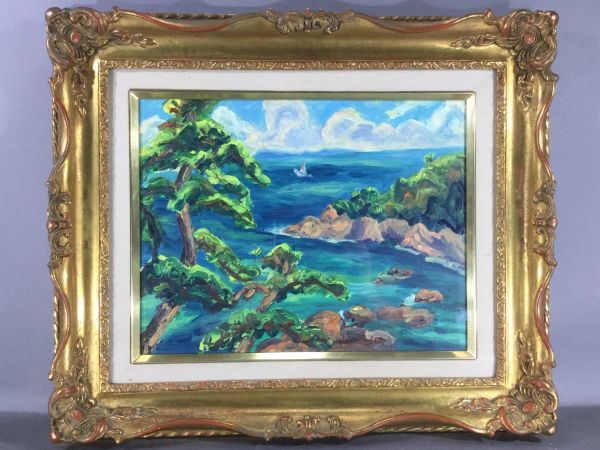 油彩原画『川•夏の終わり』 F10号 ミチ•スダ 油彩原画『川•夏の終わり