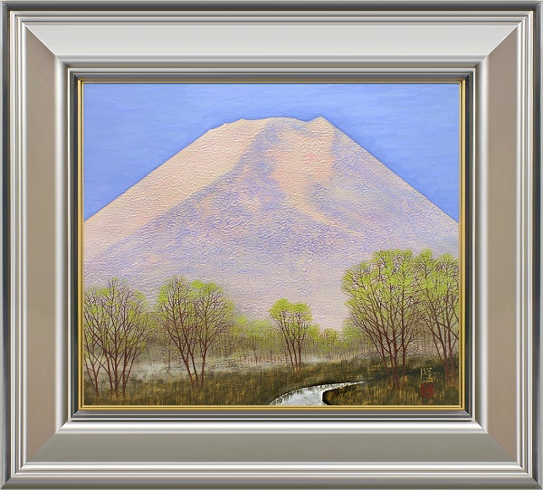 作品・額装ともに問題なし】院展 桝田隆一 早春富士 日本画 F10号 真作