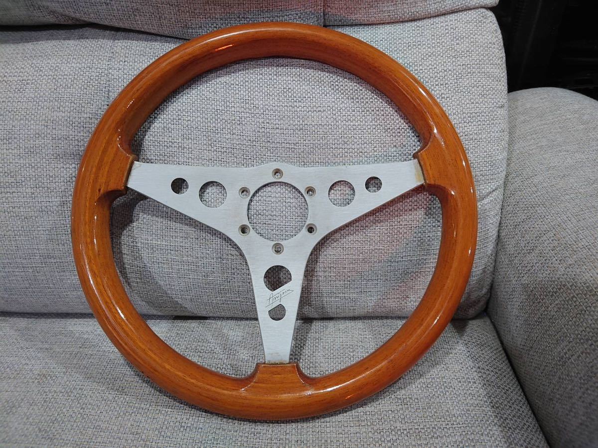 目立った傷や汚れなし】Amigoui ITALY ウッド ステアリング レトロ