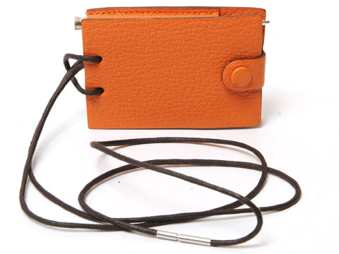 ネックストラップ付きメモ帳 シャーペン付き シェーブル オレンジ