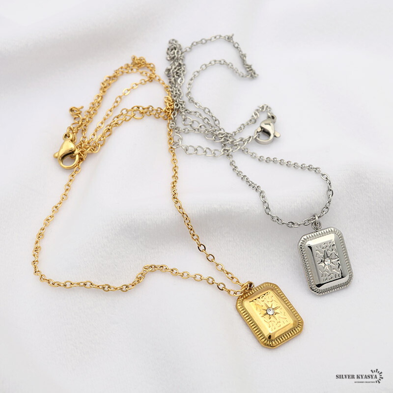 ネックレス ペンダント スクエア プレート 太陽 キュービック