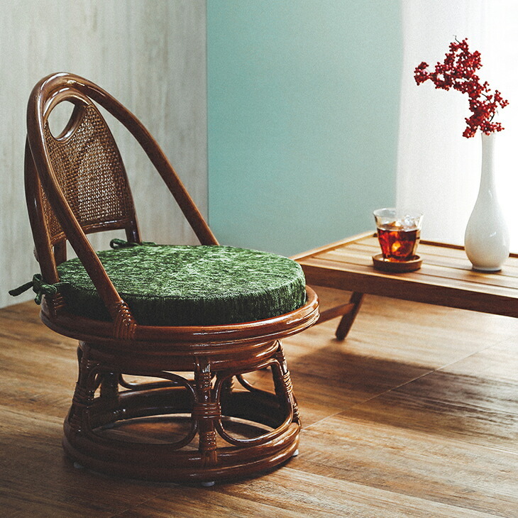 ラタンチェア ミドルタイプ 回転座椅子 天然籐 ラタン 回転チェア 回転