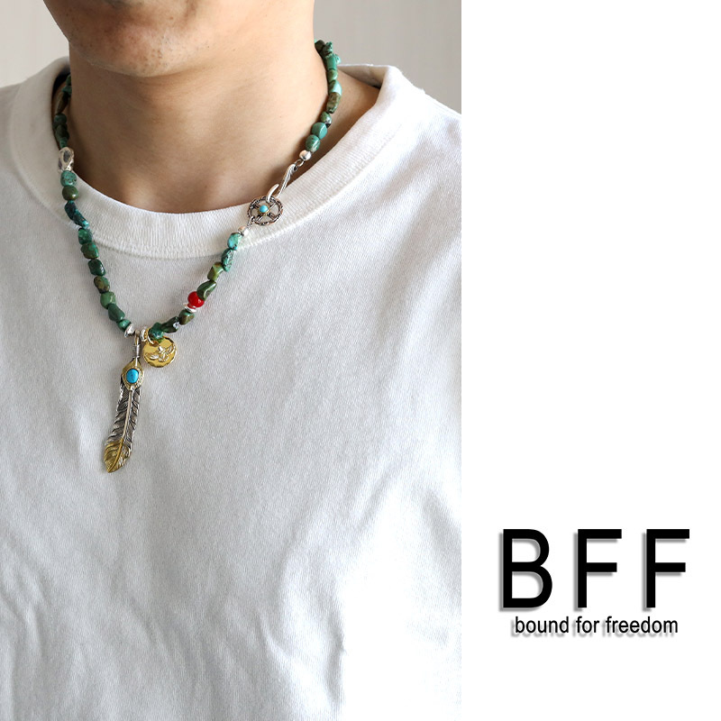 BFF ブランド フェザーネックレス ターコイズ 天然石 シルバー925 S925