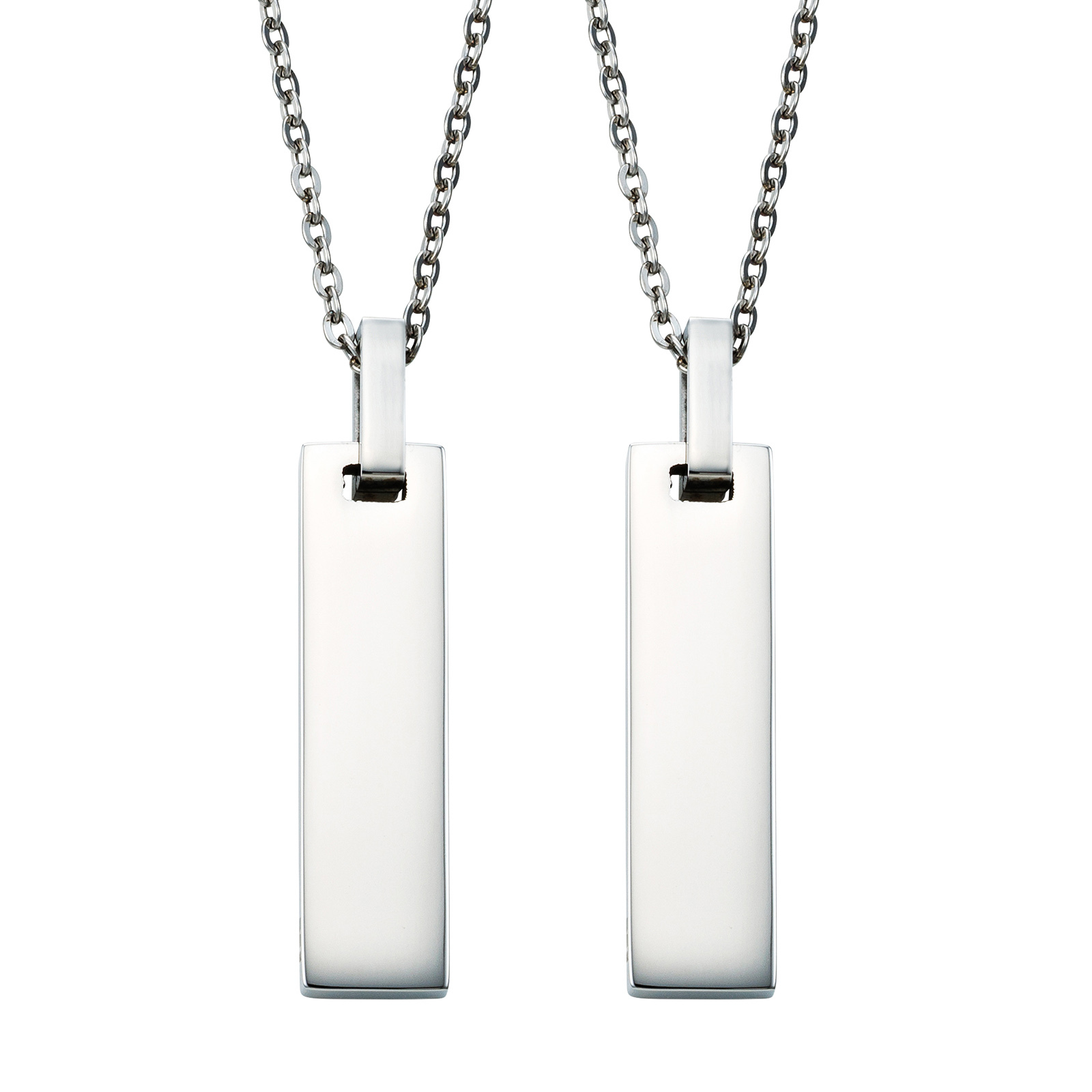 送料無料】【名入れ無料】 ペアネックレス 2本セット ステンレス 無地