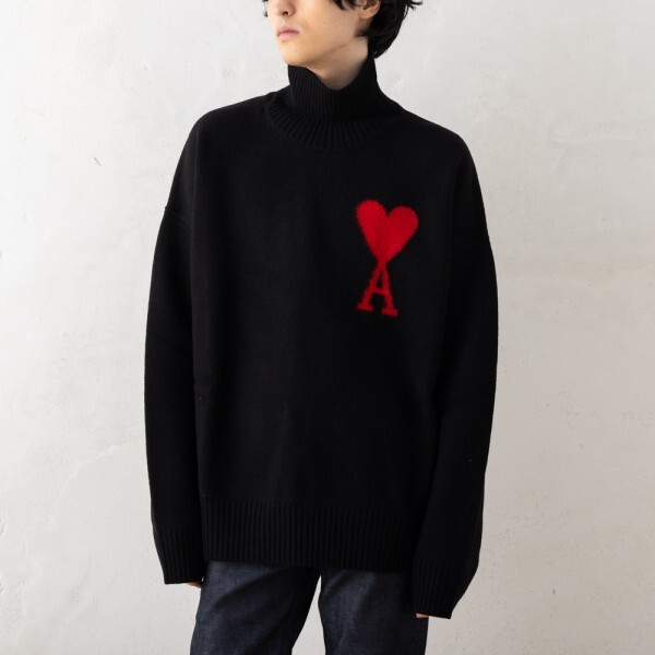アミパリス ニット セーター ブラック メンズ AMI PARIS BFUKS40201