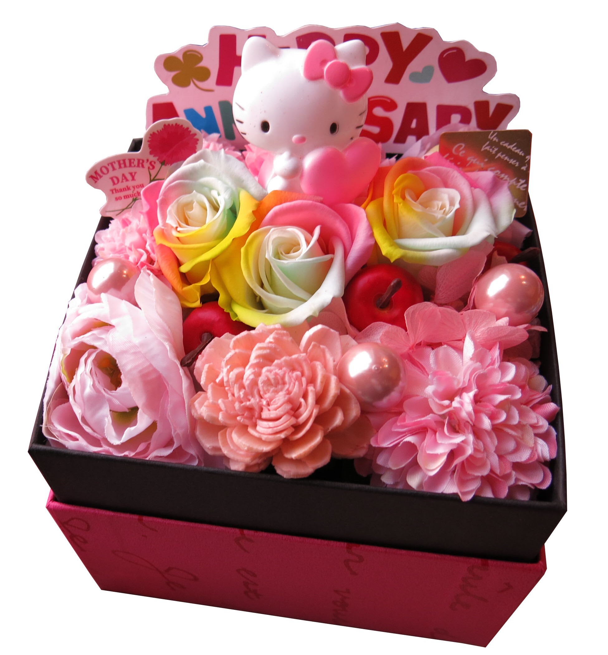 誕生日プレゼント 彼女 キティちゃん 花束風 フラワーボックス