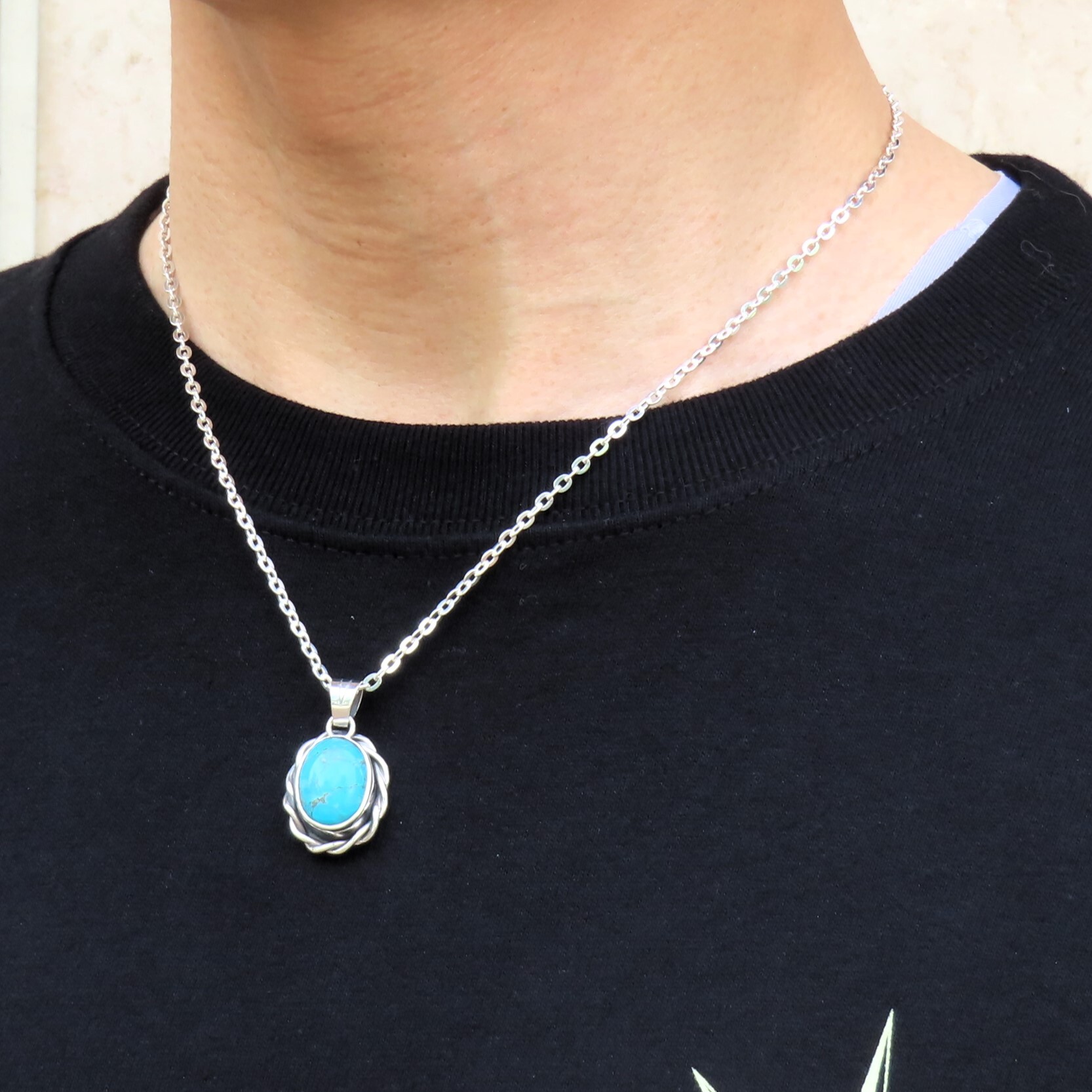 ターコイズネックレス シルバー925 【刻印無料】 ターコイズ トルコ石