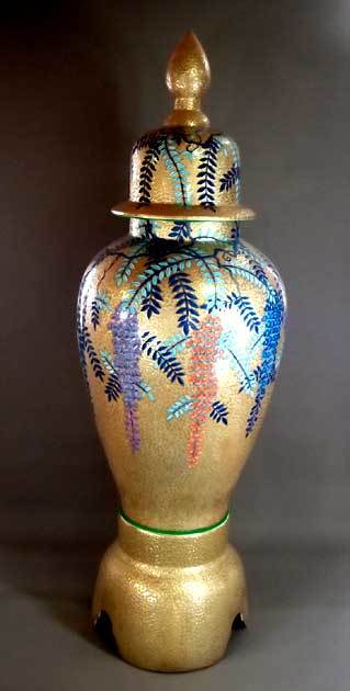 T18 豪華 有田焼 染錦「夢右衛門」沈香壺 高さ118㎝ 伊万里焼