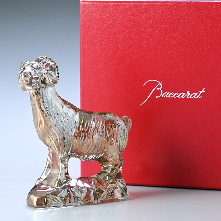 未使用級】Baccarat バカラ山羊 羊 未 クリスタル 置物 バカラ