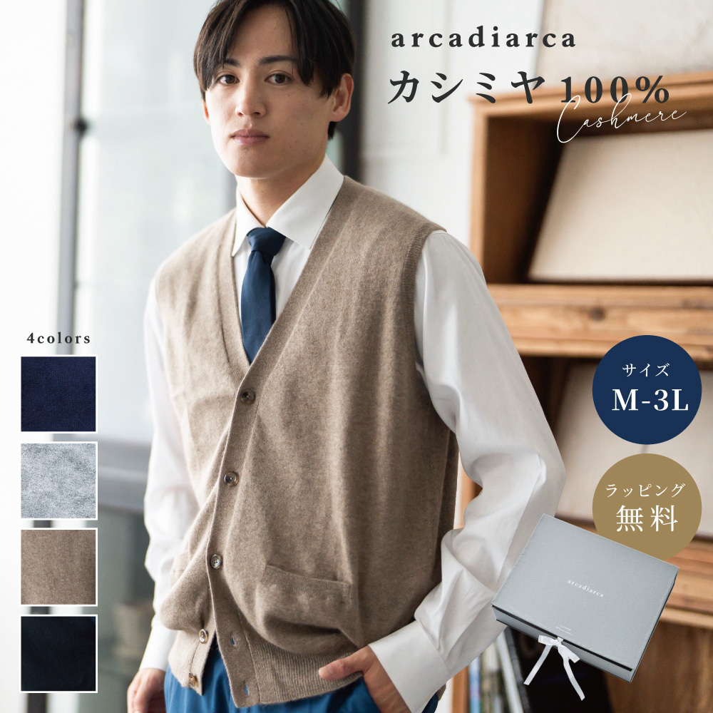 アルカディアルカ arcadiarca カシミヤ100% ベスト メンズ 前開き M