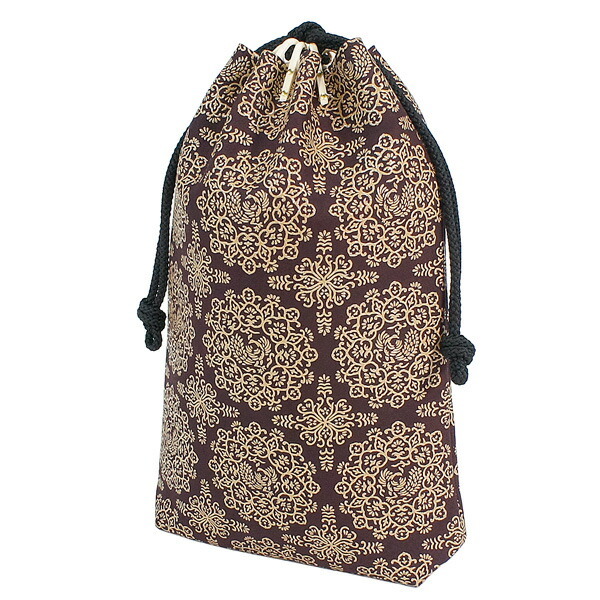 印伝 【甲州印伝 印傳屋 上原勇七】合切袋 巾着【当店特別発注】【マチ