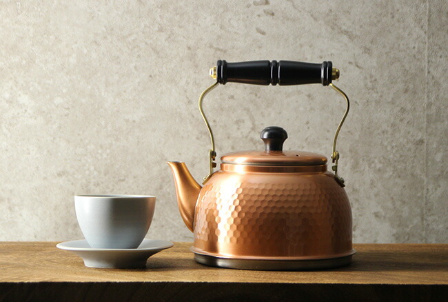 新光堂 純銅 IH対応 鎚目 ケトル 1.5L IH-3519[日本製 銅 やかん 1.5