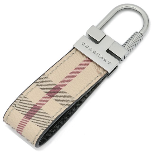 バーバリー BURBERRY キーホルダー キーリング ベージュ系チェック＋