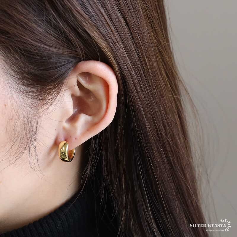 シルバー925 フープピアス ゴールドピアス シンプルピアス ゴールド
