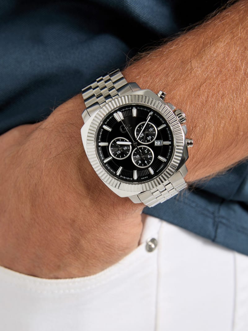 GUESS® Gc Silver-Tone Chronograph Watch