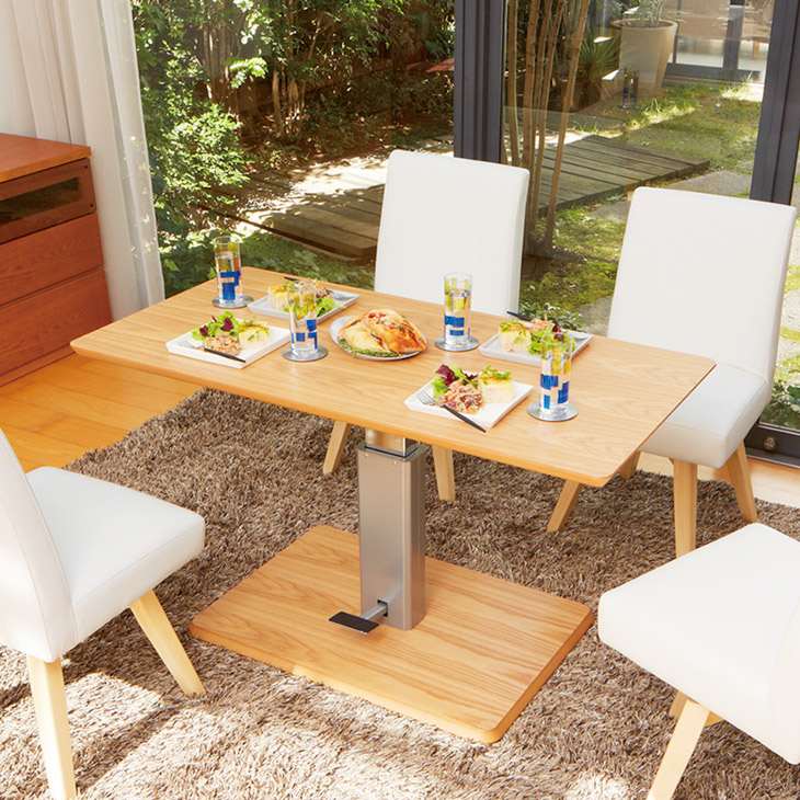 幅120cm］ 移動がしやすいキャスター付き昇降式テーブル 通販 - ディノス